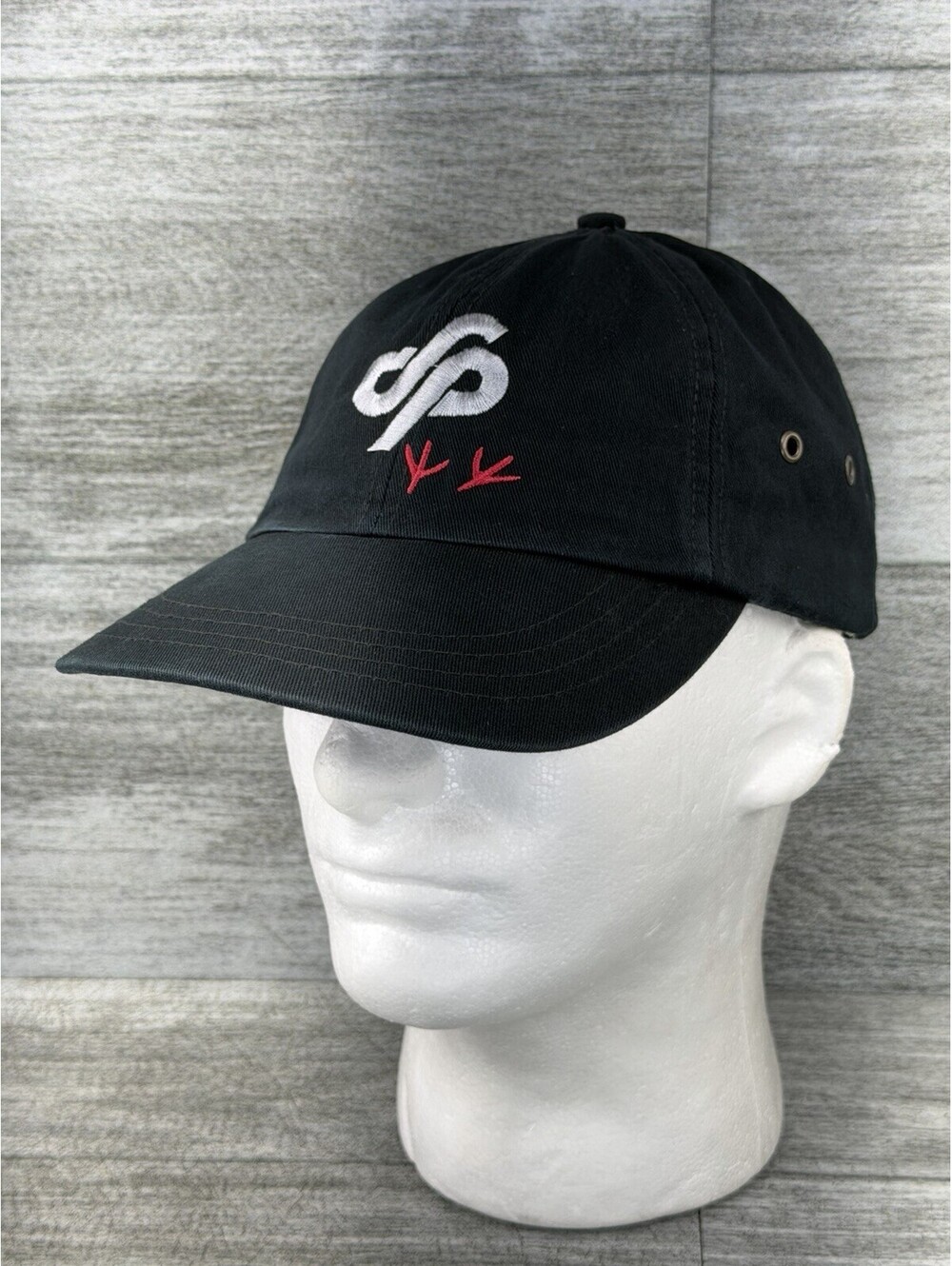 Nissin Cap Vented Strap Back Dad Hat Embroidered SP Chicken Feet Bird Black OSFA